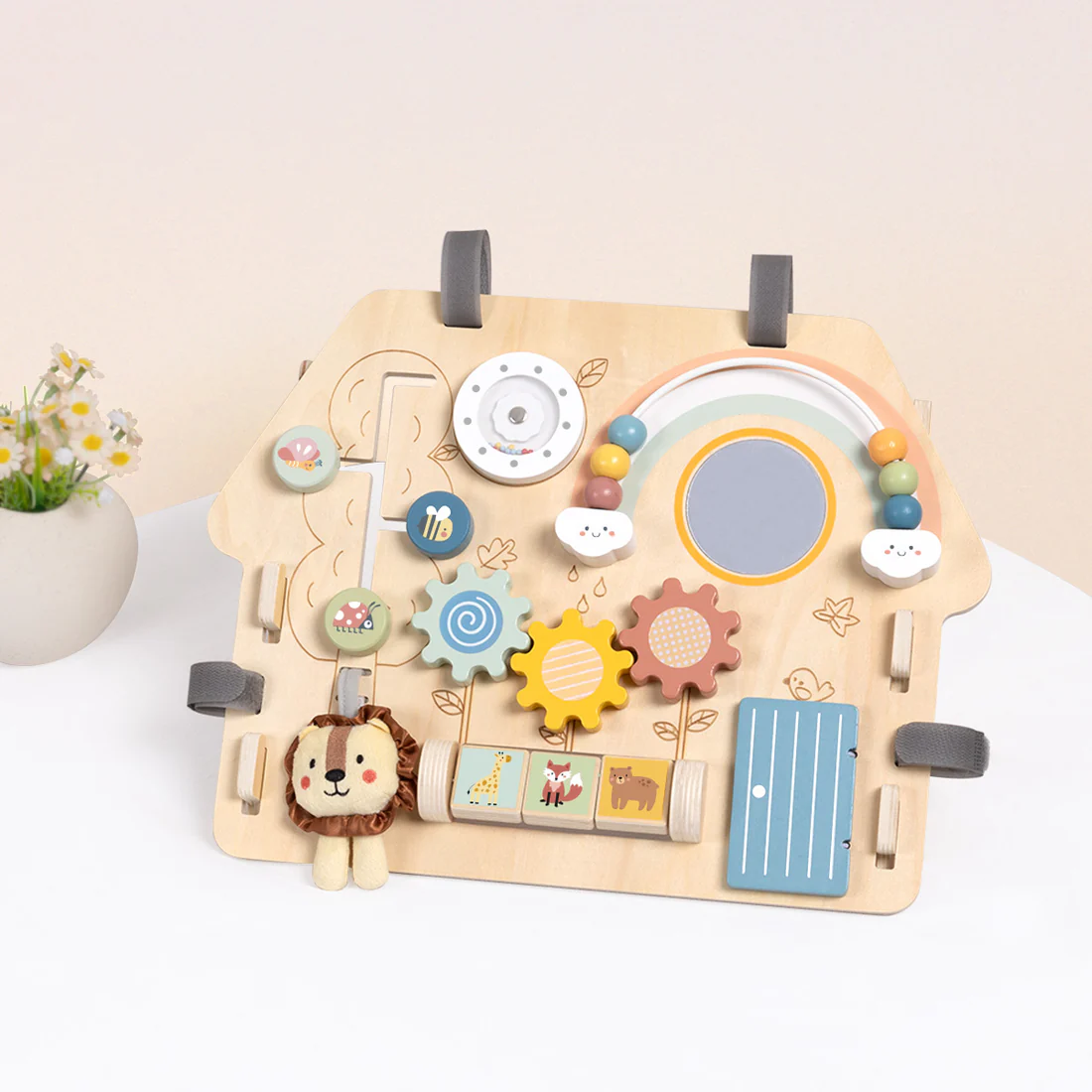 2-in-1 აქტივობის დაფა – ხის საგანმანათლებლო სათამაშო