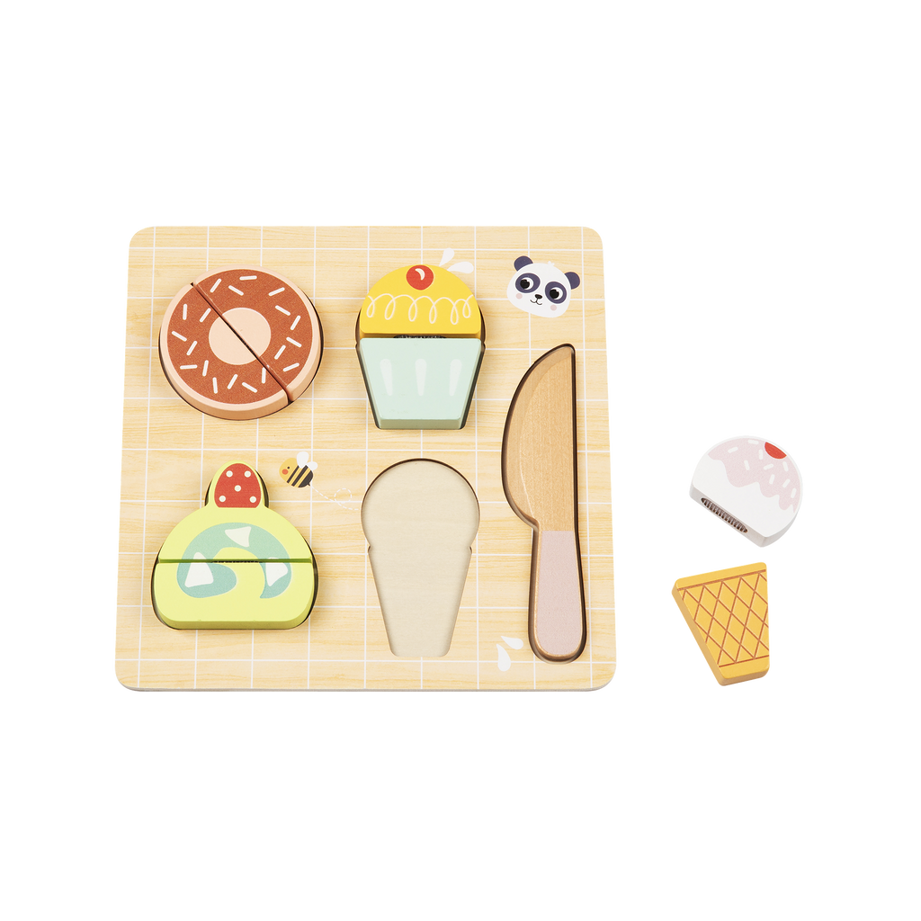 დესერტის დასაჭრელი – ხის როლური სათამაშო ნაკრები