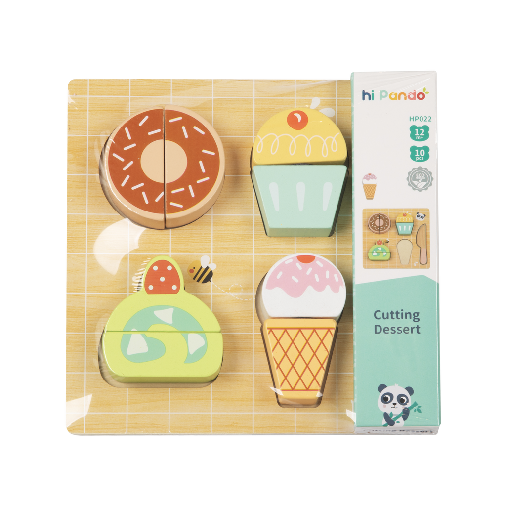 დესერტის დასაჭრელი – ხის როლური სათამაშო ნაკრები