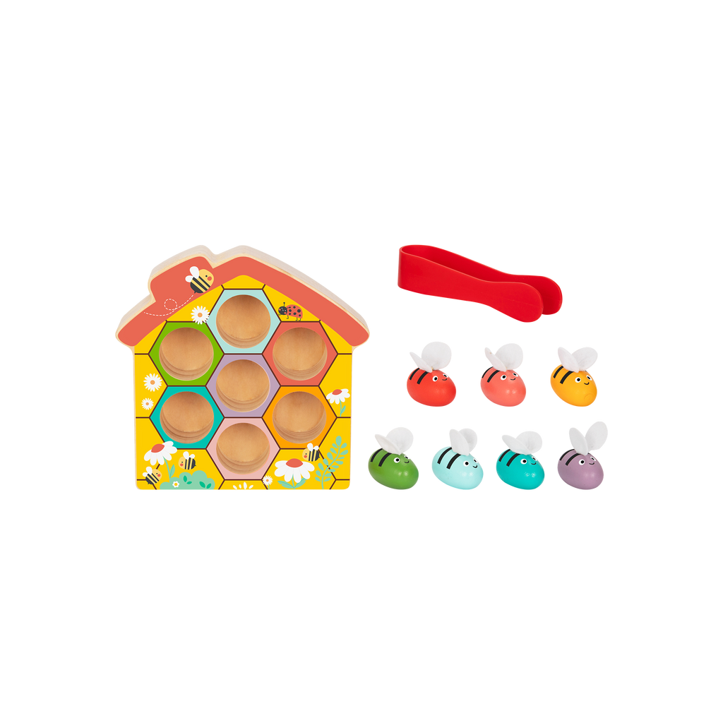 Beehive Play Set – Wooden Montessori Bee Sorting Toy