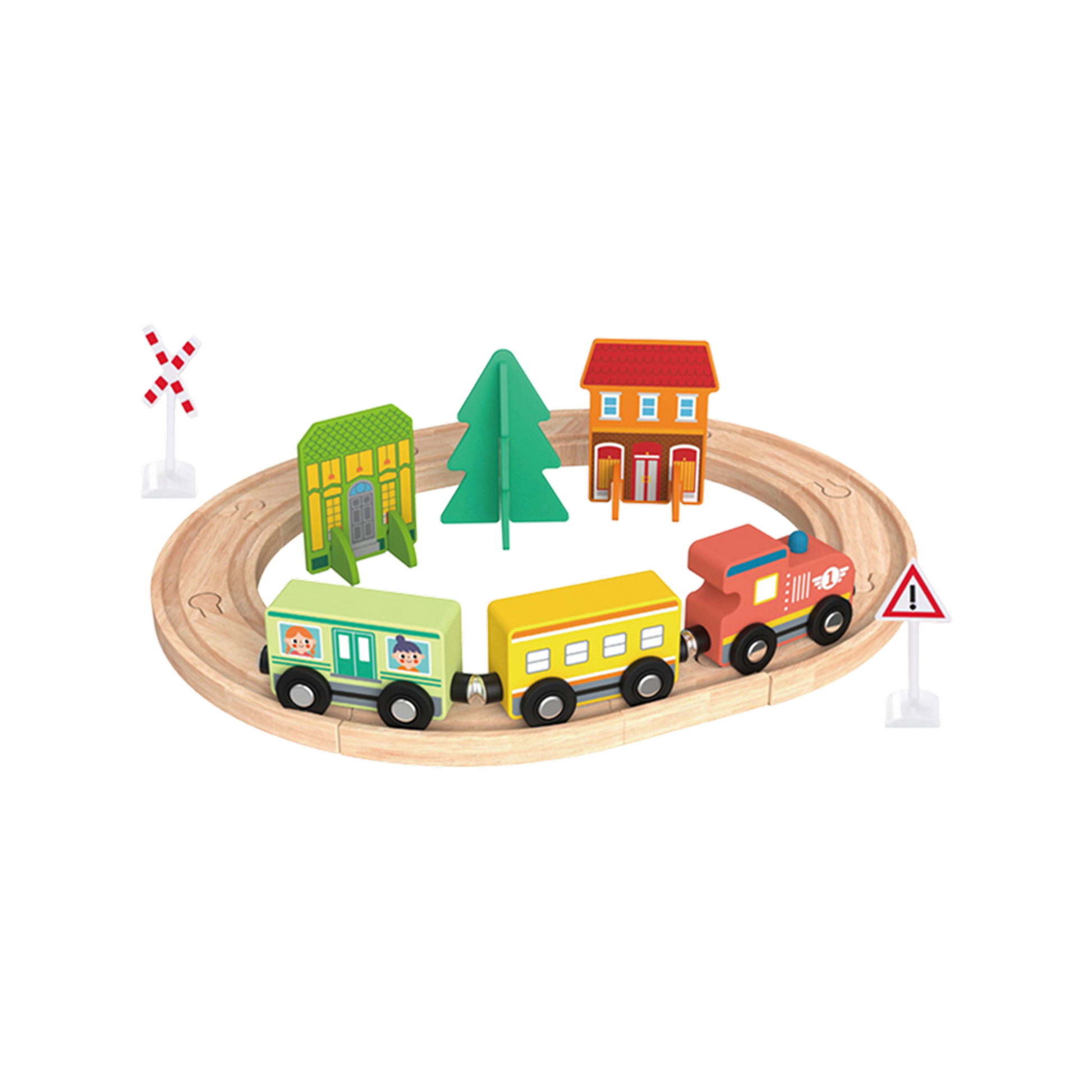 Town Train Set – Wooden Educational Toy