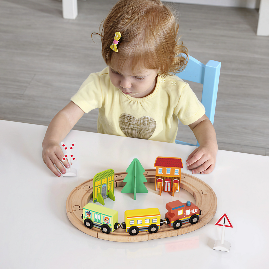 Town Train Set – Wooden Educational Toy