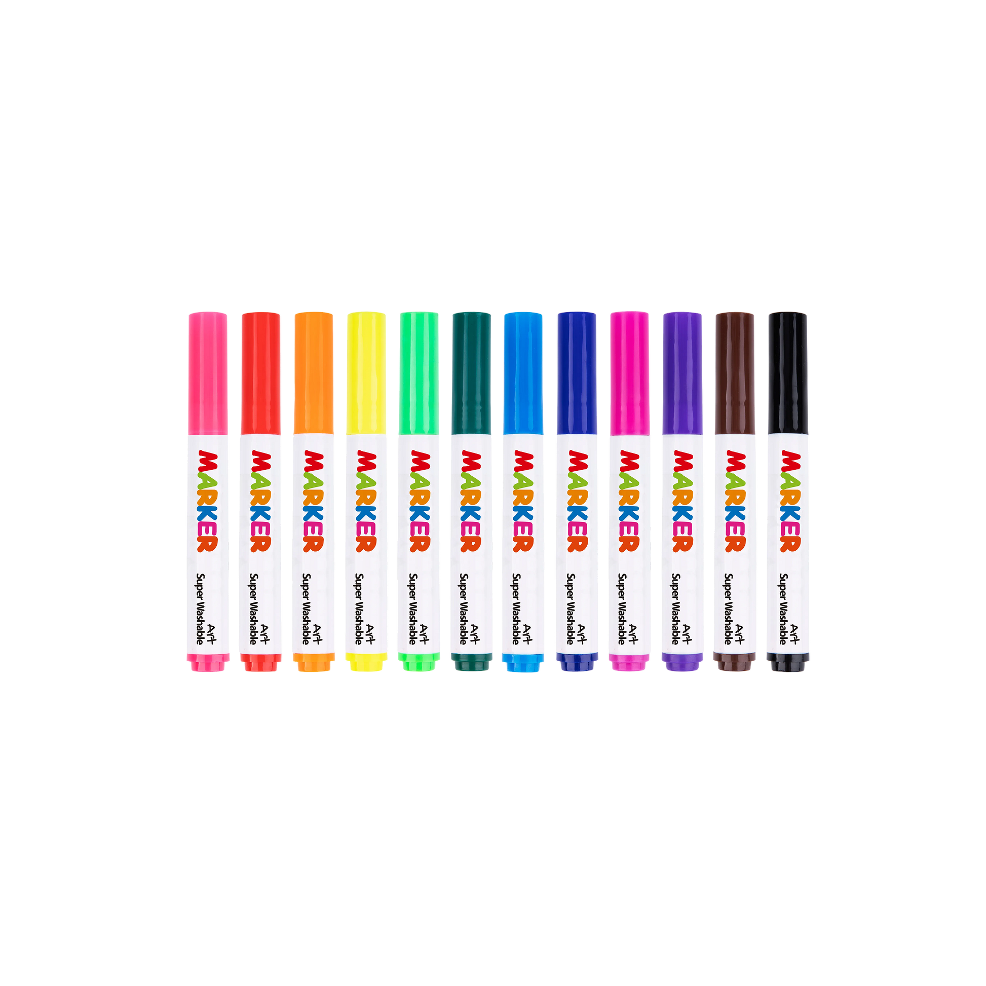 ადვილად რეცხვადი ფერადი მარკერები — 12 ფერი