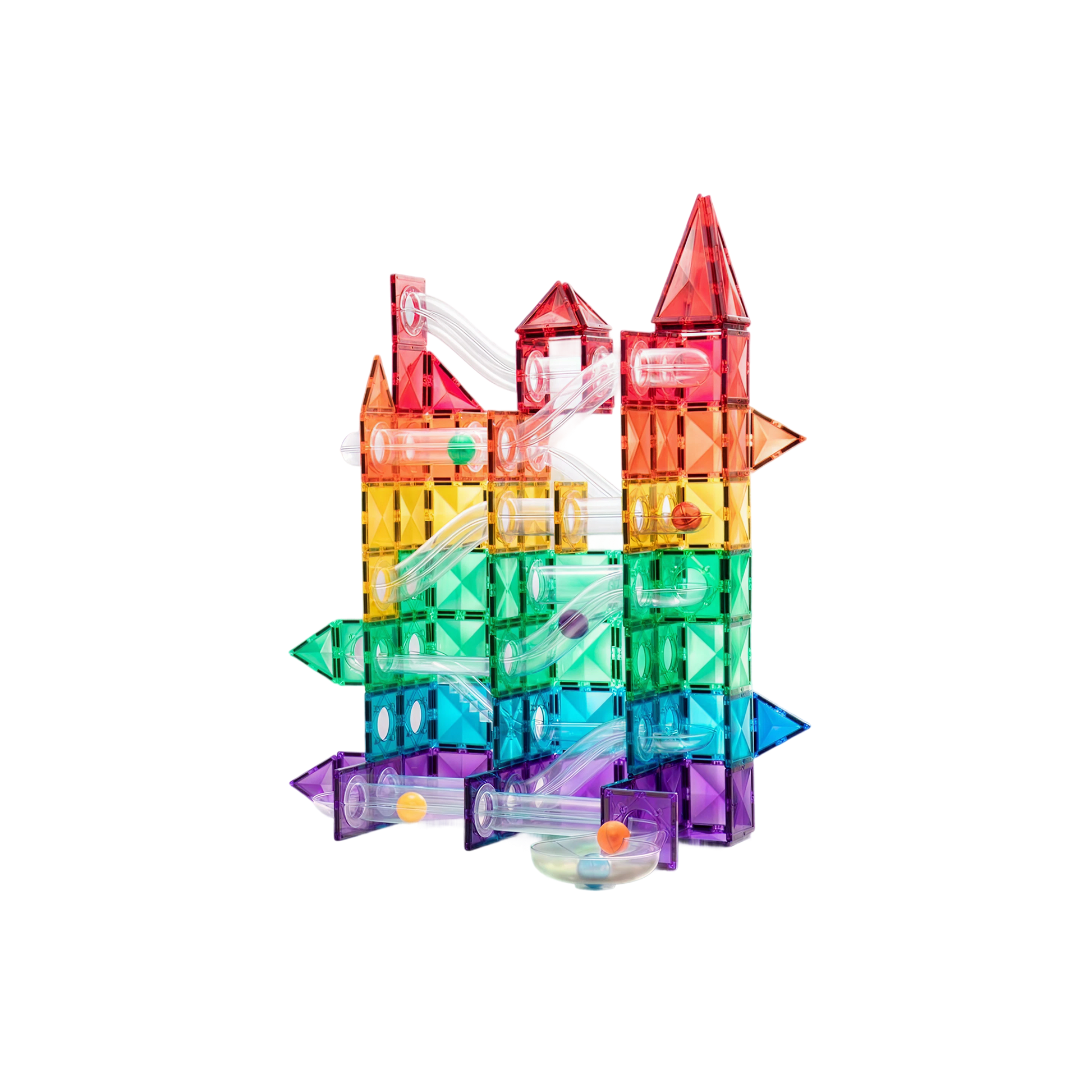 Colorful Magnetic Tiles – Marble Run 100PCS — „მაგნიტური კონსტრუქტორი ბურთის ტრასით“