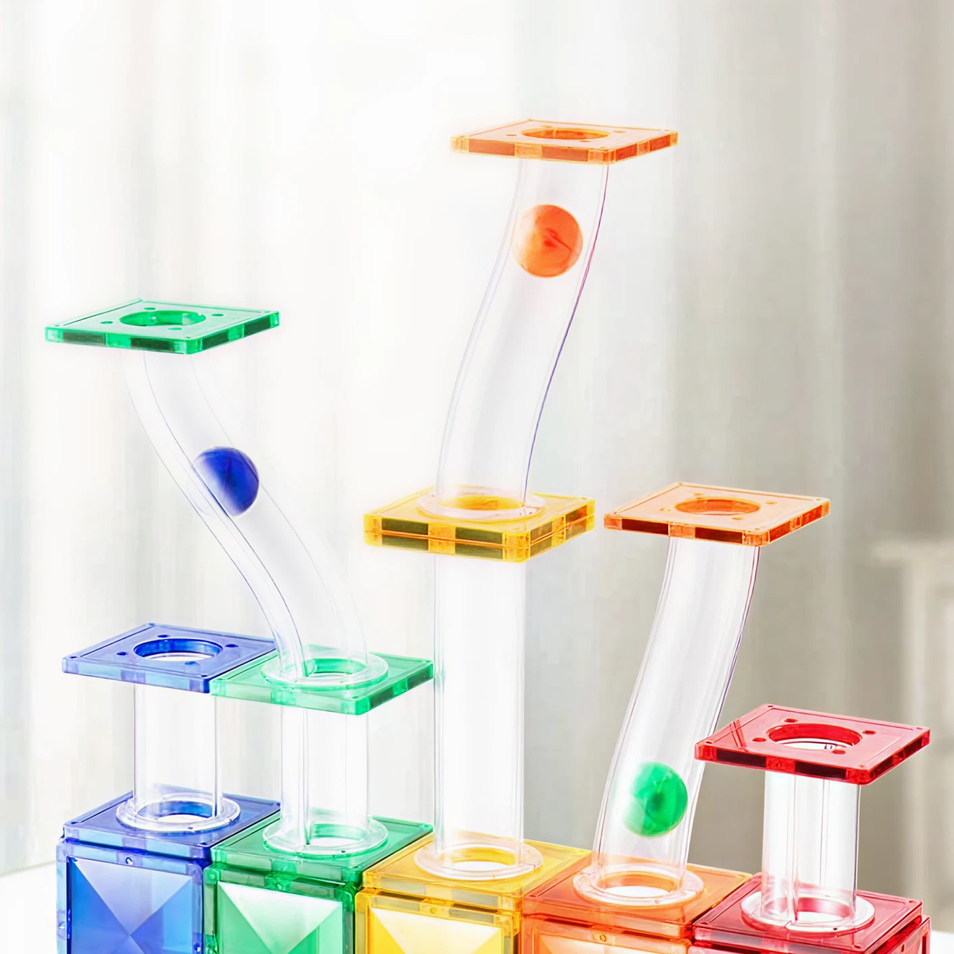 Colorful Magnetic Tiles – Marble Run 100PCS — „მაგნიტური კონსტრუქტორი ბურთის ტრასით“