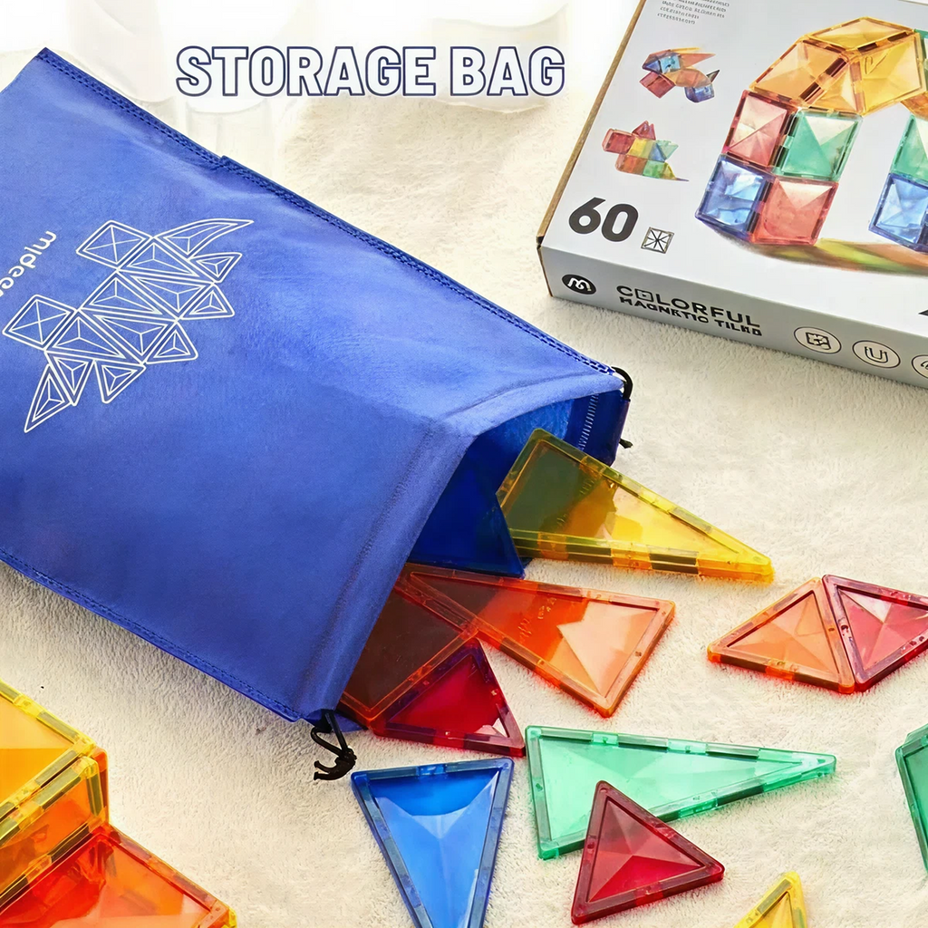 Colorful Magnetic Tiles – Marble Run 100PCS — „მაგნიტური კონსტრუქტორი ბურთის ტრასით“