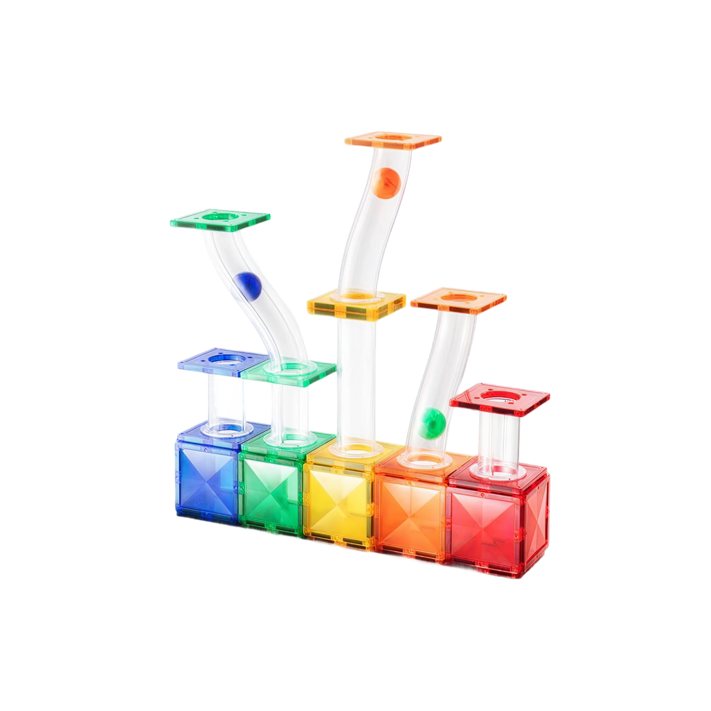 Colorful Magnetic Tiles – Marble Run 100PCS — „მაგნიტური კონსტრუქტორი ბურთის ტრასით“
