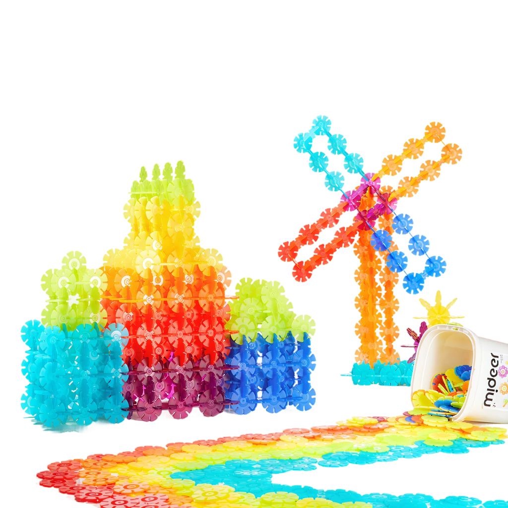 Translucent Color Snowflake Blocks – 200 pcs — „ფერადი კონსტრუქტორი თოვლის ფიფქები“