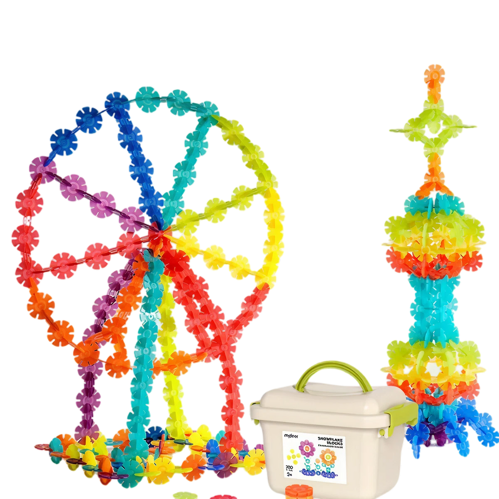 Translucent Color Snowflake Blocks – 200 pcs — „ფერადი კონსტრუქტორი თოვლის ფიფქები“