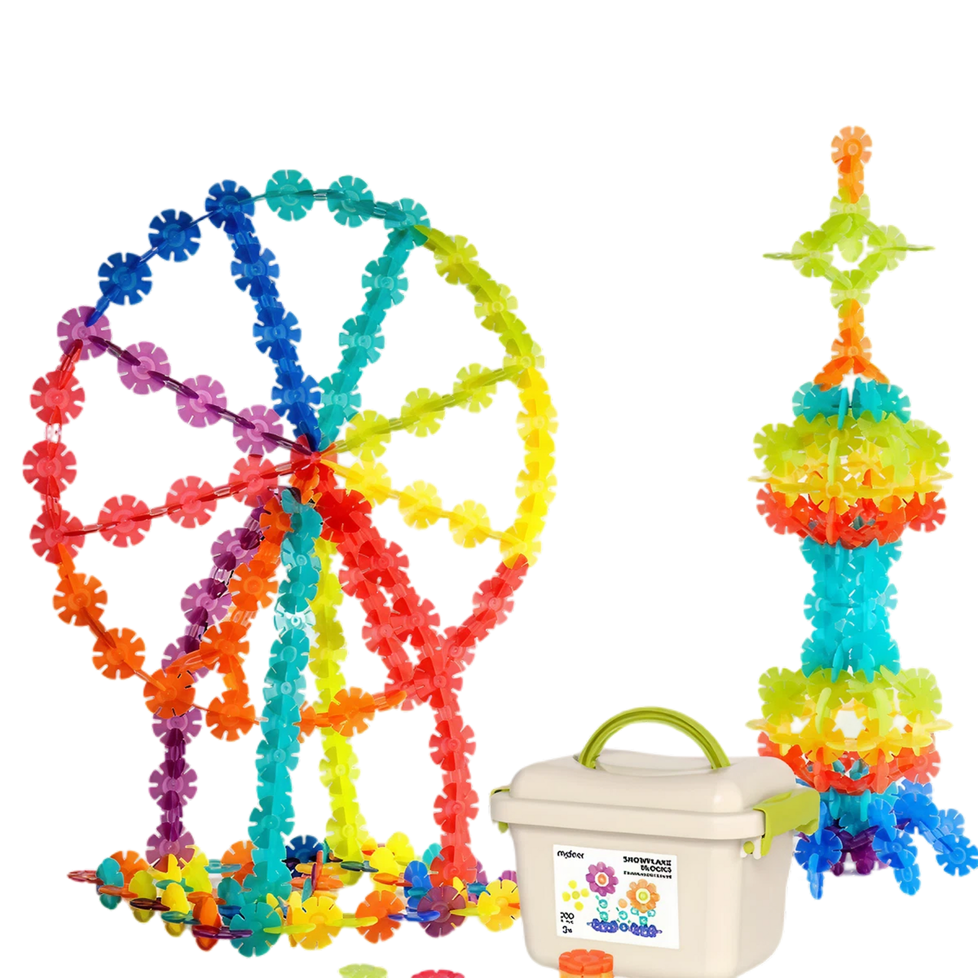 Translucent Color Snowflake Blocks – 200 pcs — „ფერადი კონსტრუქტორი თოვლის ფიფქები“