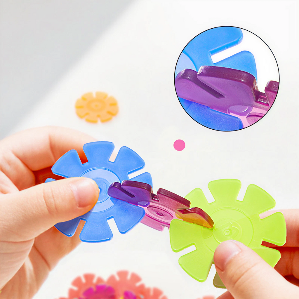 Translucent Color Snowflake Blocks – 200 pcs — „ფერადი კონსტრუქტორი თოვლის ფიფქები“