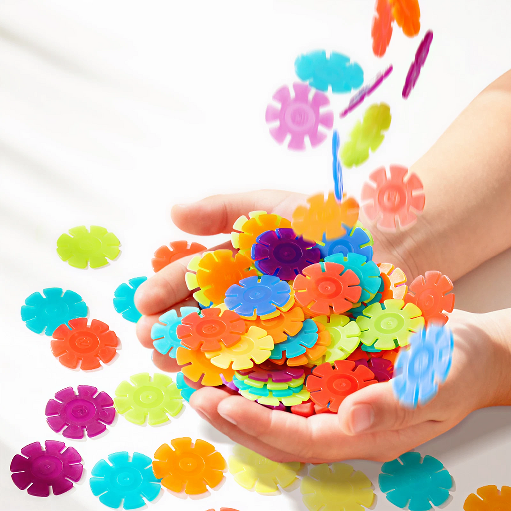 Translucent Color Snowflake Blocks – 200 pcs — „ფერადი კონსტრუქტორი თოვლის ფიფქები“
