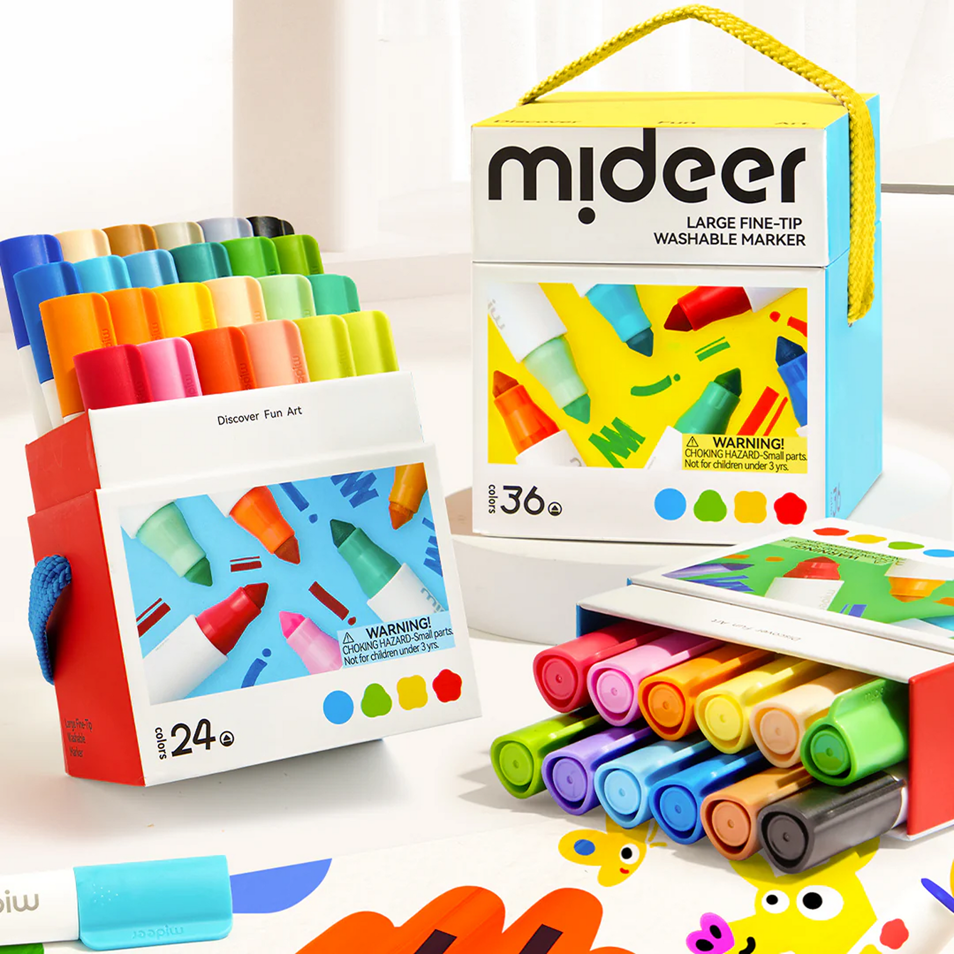 Large Fine-Tip Washable Marker – 24 Colors — „სარეცხი ფლომასტერები 24 ფერი“