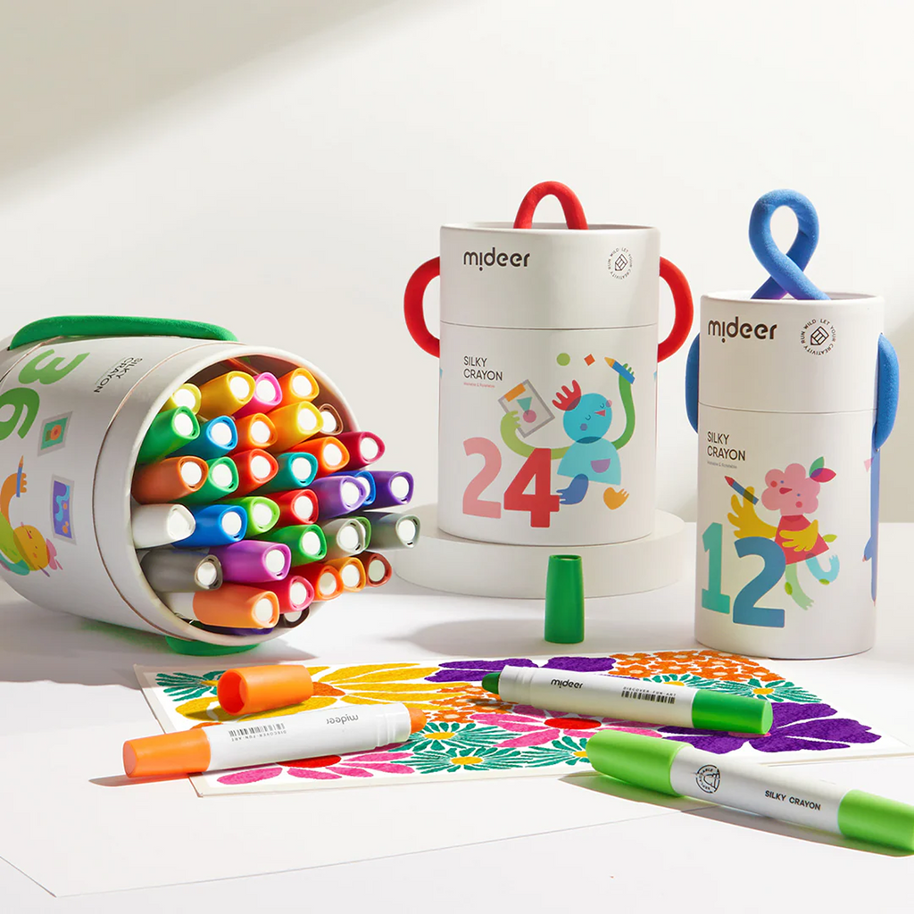 Silky Quick-dry Crayons – Colorful Bucket 24 Colors