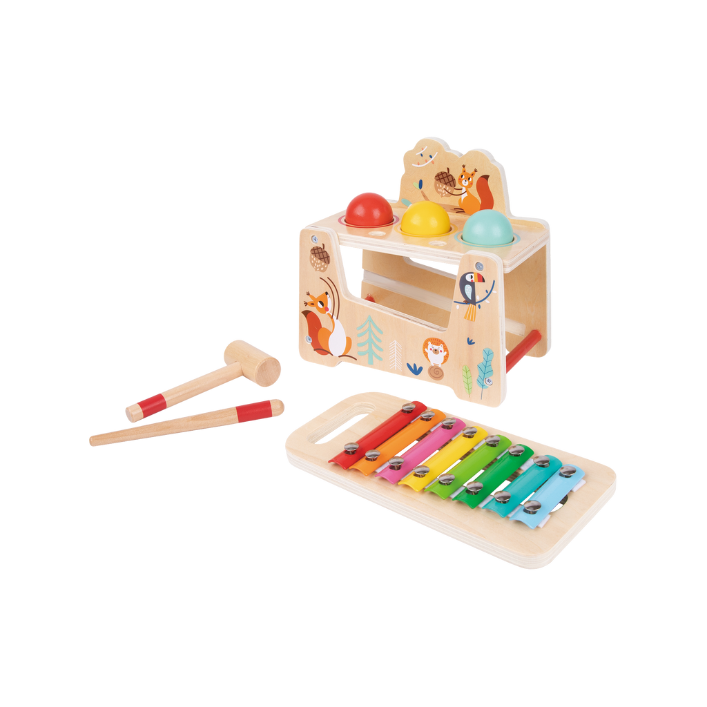 დასარტყმელი მუსიკალური ცენტრი — Montessori ხის სათამაშო