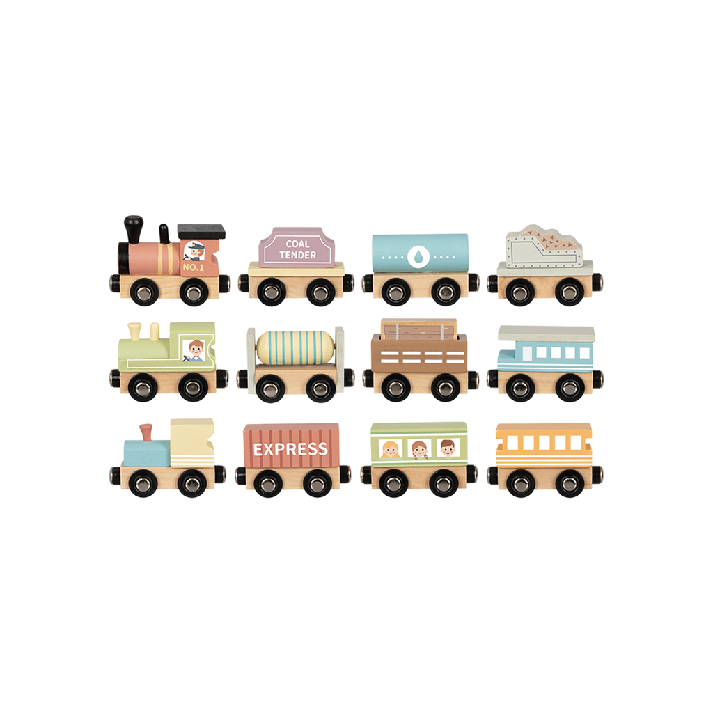 ხის მატარებლის ნაკრები — Montessori სცენური სათამაშო