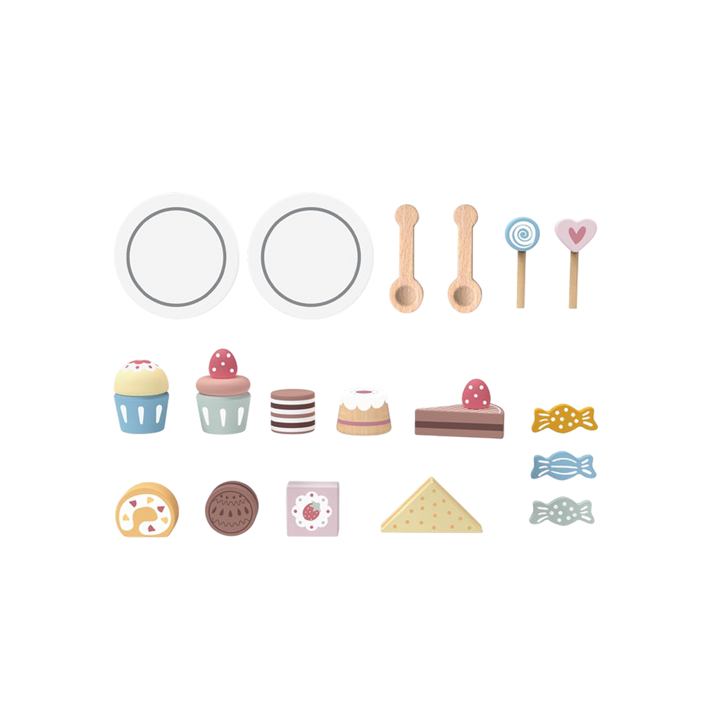 დესერტების სადგამი — ხის როლური სათამაშო კომპლექტი