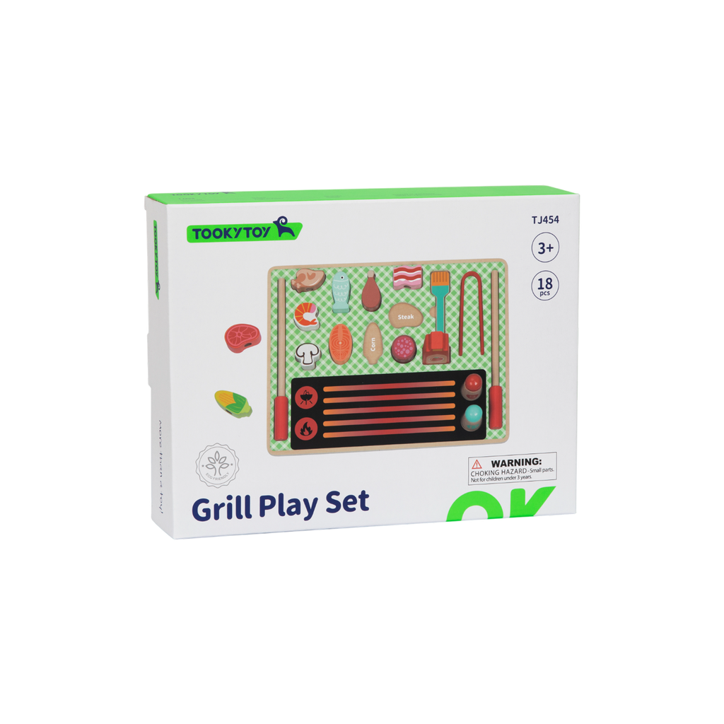 გრილის სათამაშო ნაკრები — ხის როლური კომპლექტი