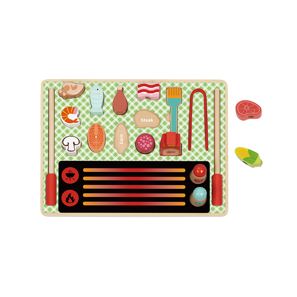 გრილის სათამაშო ნაკრები — ხის როლური კომპლექტი