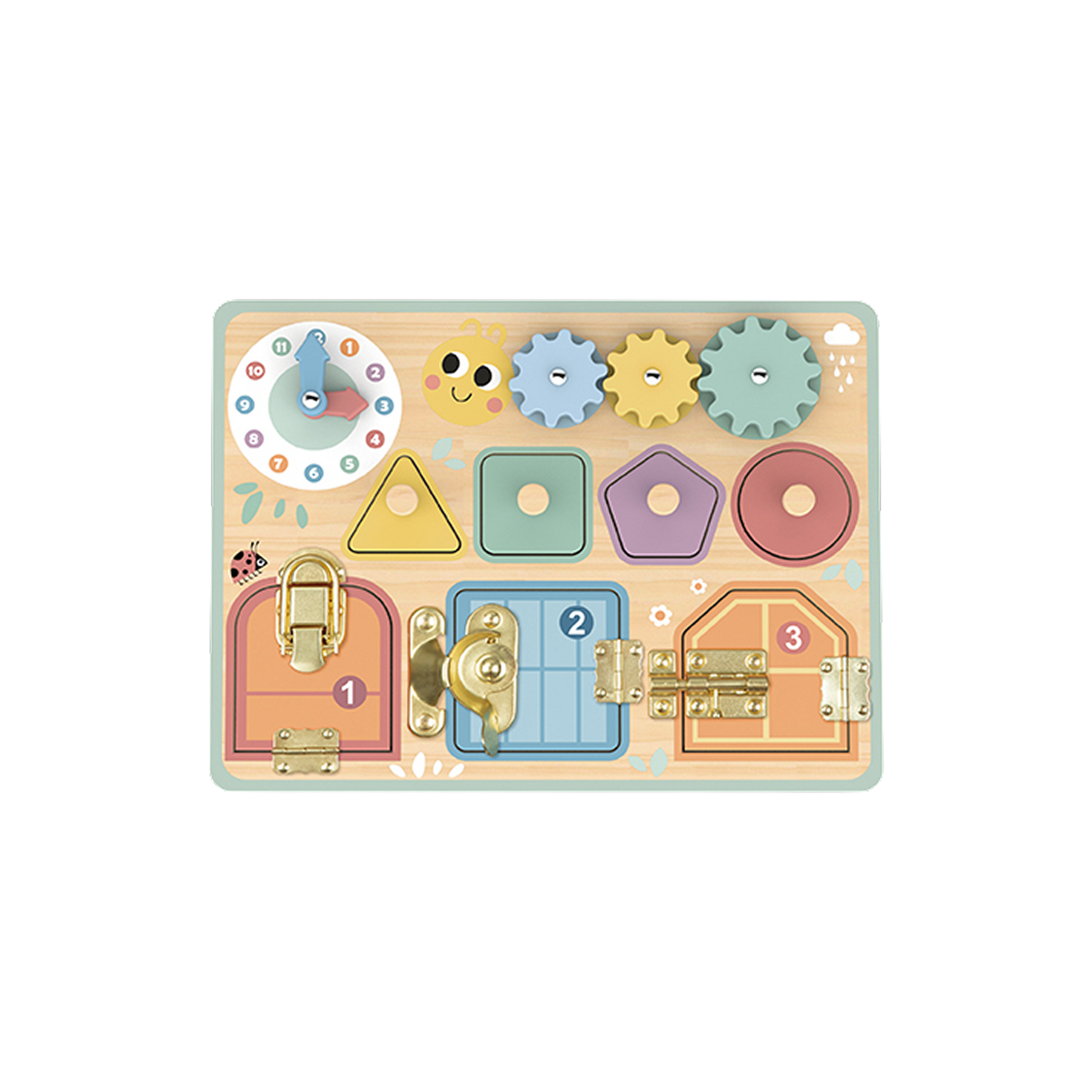 აქტივობათა დაფა (Busy Board) — ხის საგანმანათლებლო კომპლექტი