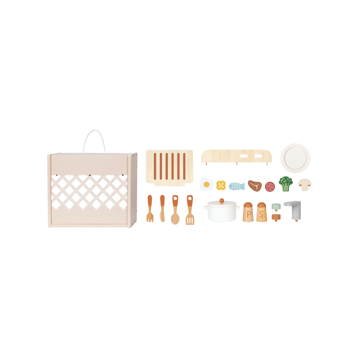 Portable Wooden Play Kitchen with Accessories