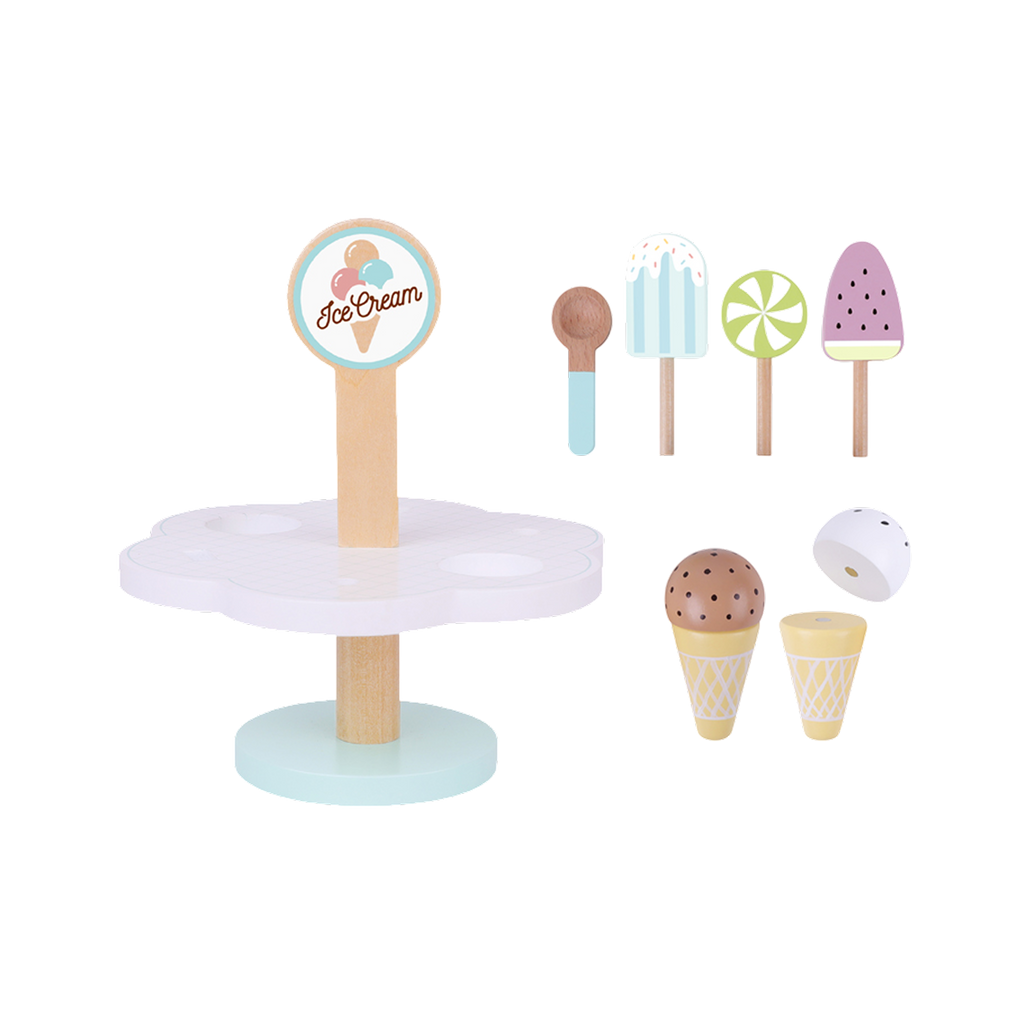 ნაყინის ნაკრები – ხის როლური სათამაშო კომპლექტი