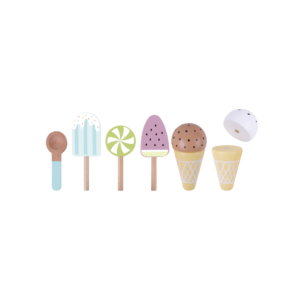 ნაყინის ნაკრები – ხის როლური სათამაშო კომპლექტი