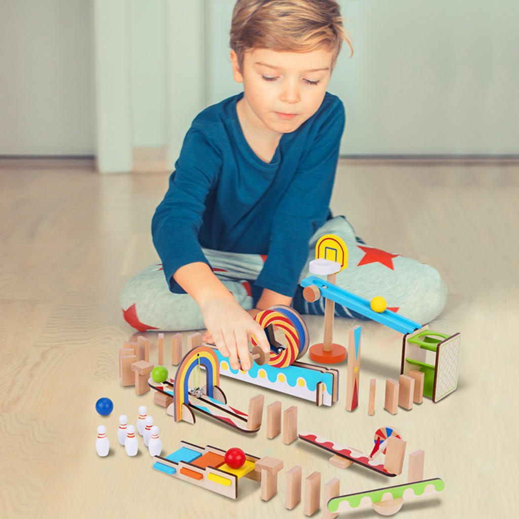 Domino Run – ხის საგანმანათლებლო კომპლექტი