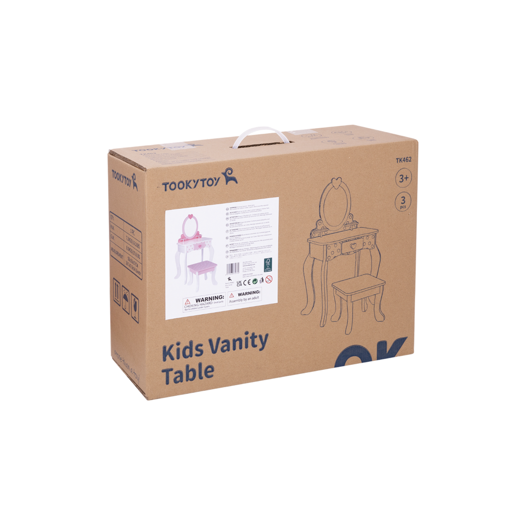 სათამაშო სარკის მაგიდა – ხის როლური სათამაშო ნაკრები