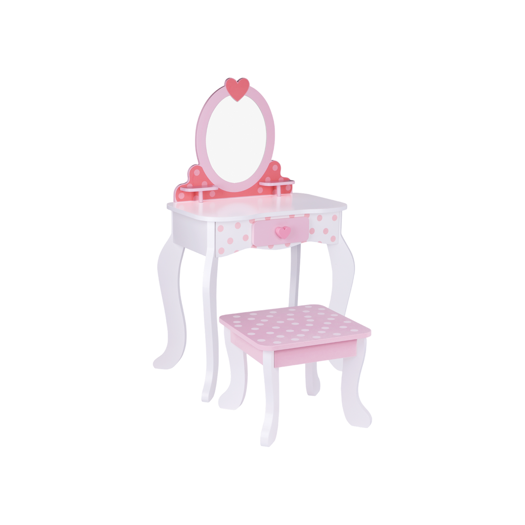 სათამაშო სარკის მაგიდა – ხის როლური სათამაშო ნაკრები