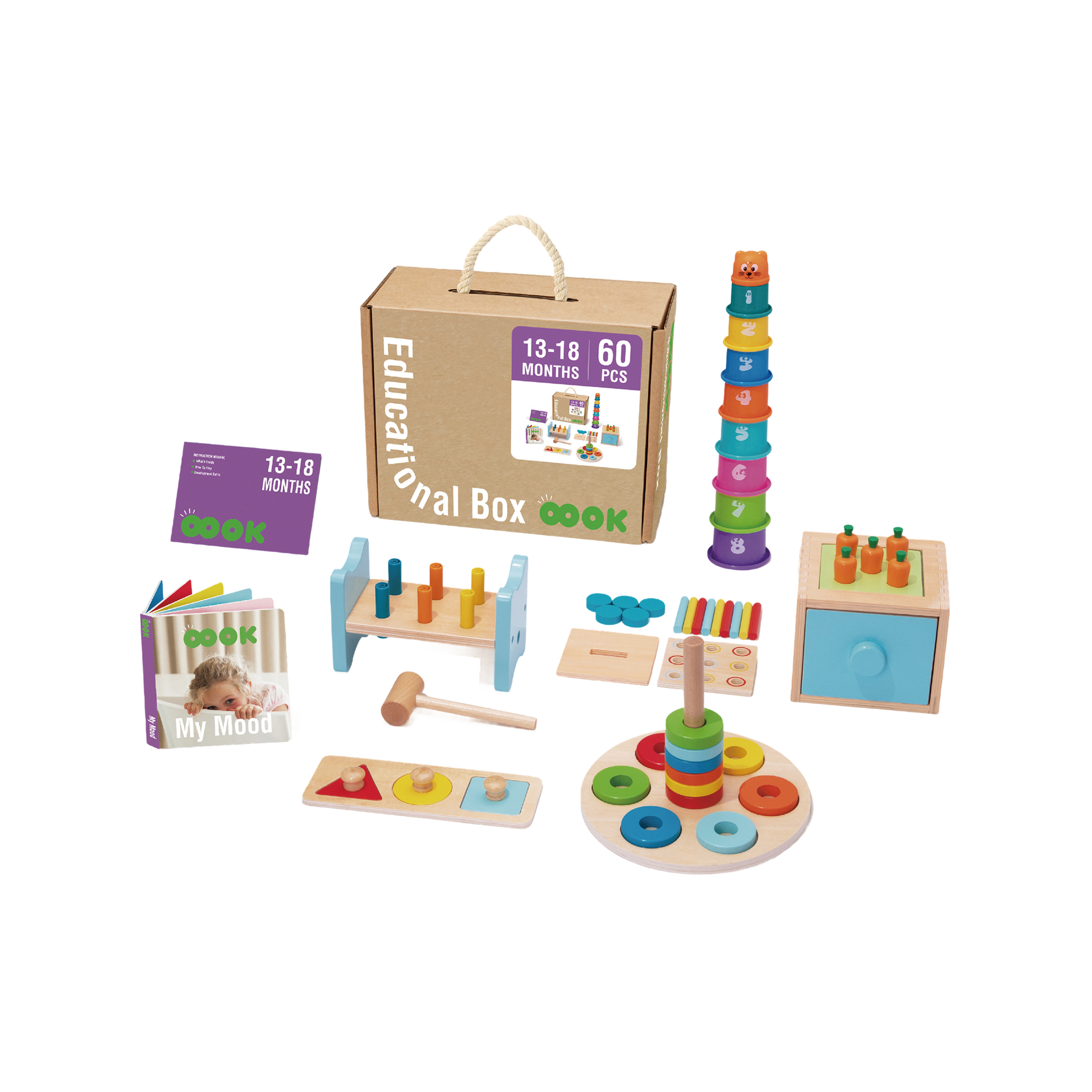 საგანმანათლებლო სათამაშო ყუთი 13–18 თვის ბავშვებისთვის – მონტესორის სათამაშოების ნაკრები