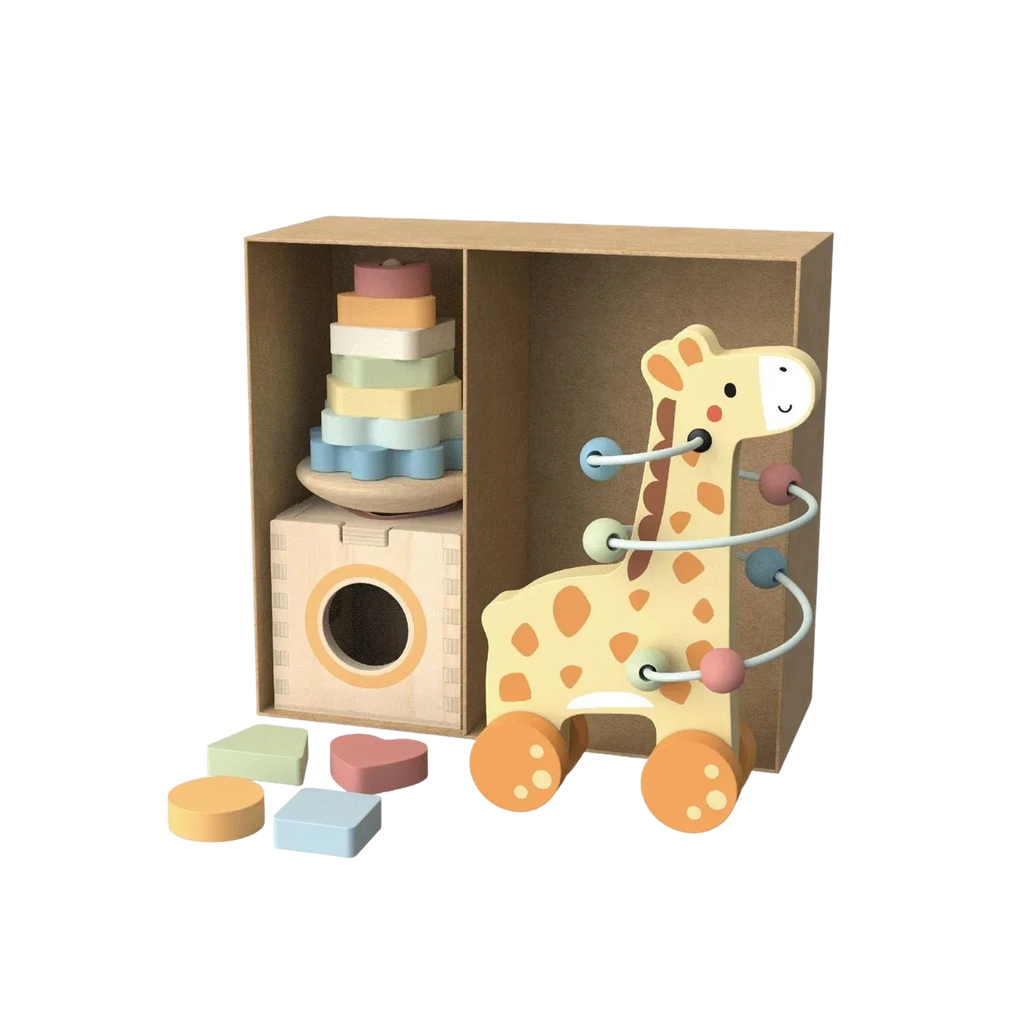 3-ინ-1 ჟირაფის ყუთი – ხის საგანმანათლებლო ნაკრები