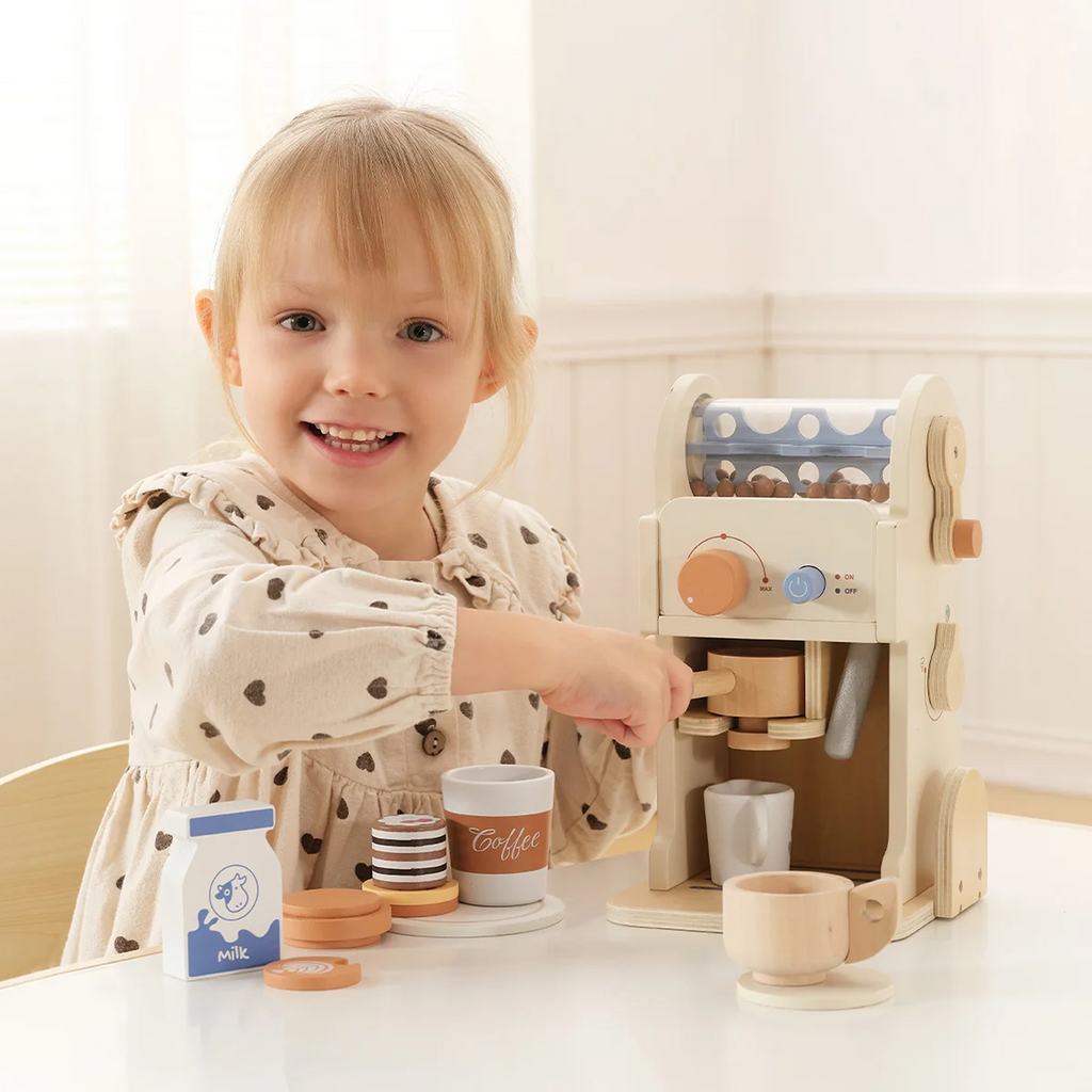 Wooden Toy Coffee Machine with Accessories