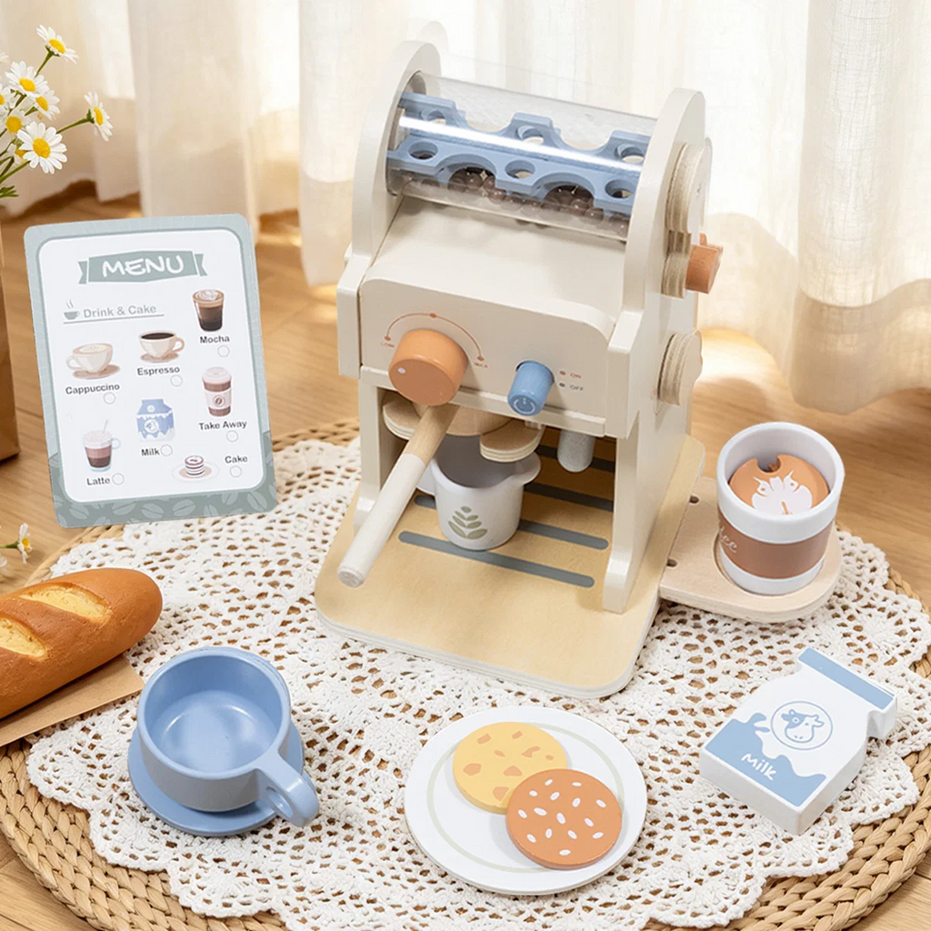 Wooden Toy Coffee Machine with Accessories
