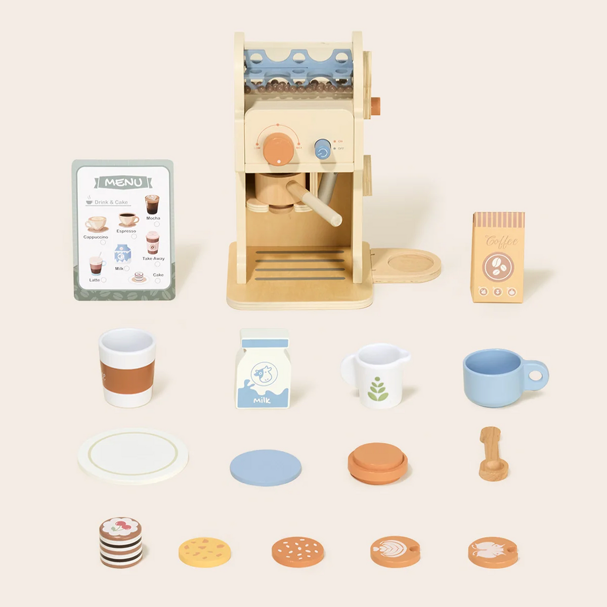 Wooden Toy Coffee Machine with Accessories