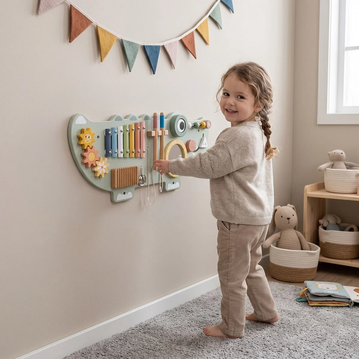 Wooden Crocodile Wall Activity Panel