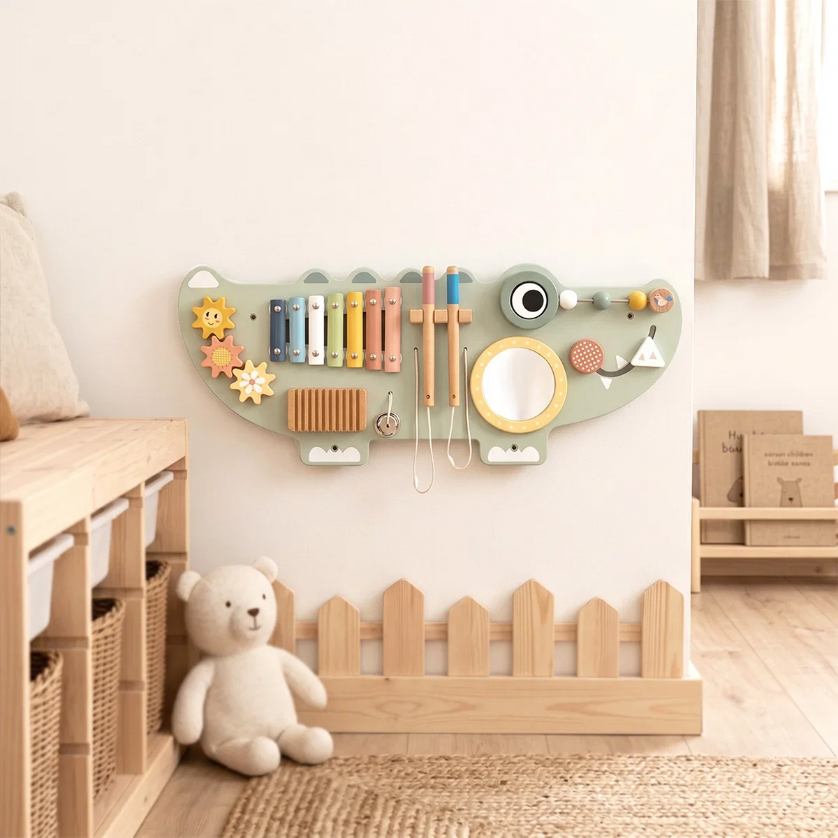 Wooden Crocodile Wall Activity Panel