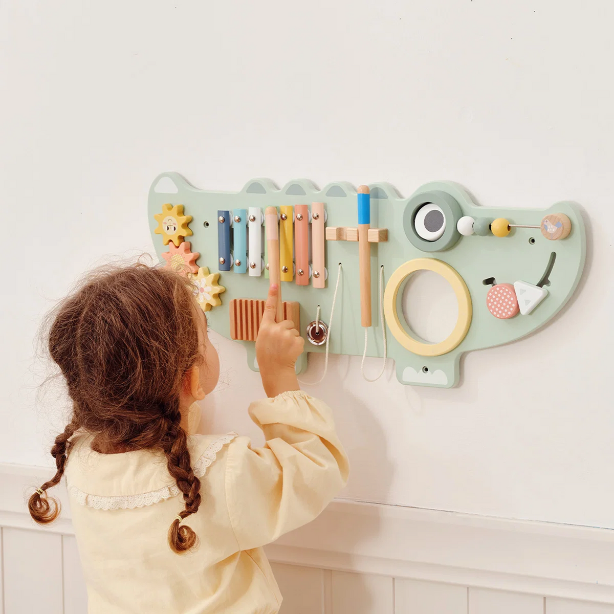 Wooden Crocodile Wall Activity Panel
