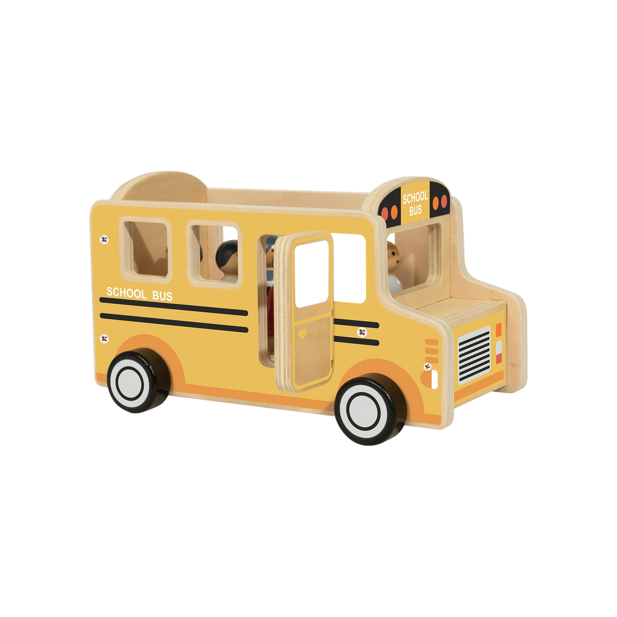 Wooden School Bus with Passenger Figures