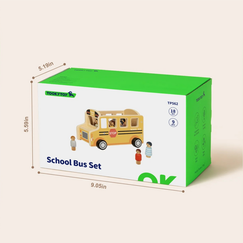 Wooden School Bus with Passenger Figures
